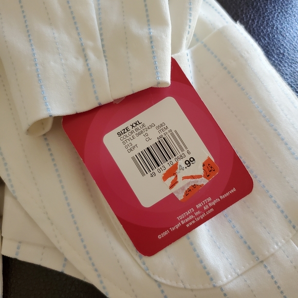 Vintage Y2K Xhilaration Cream With Baby Blue Pinstripes Size XXL Classic Preppy - Picture 10 of 12